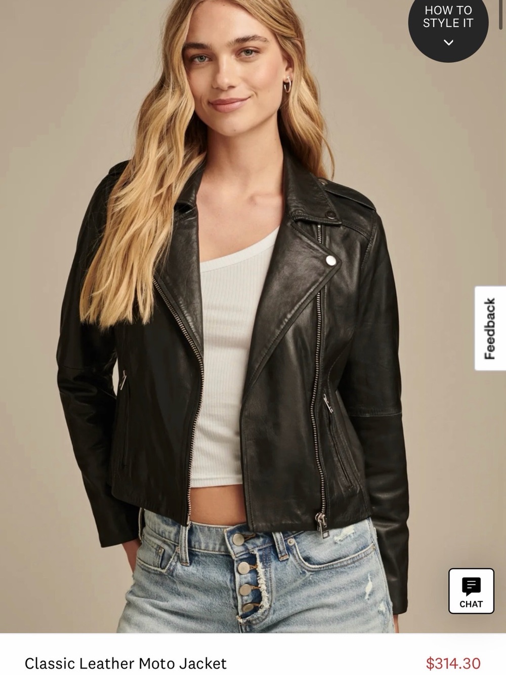 Lucky Brand Black Leather Moto Jacket